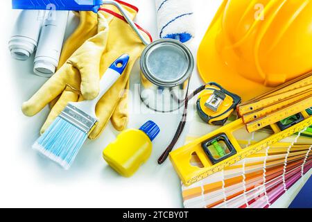 Painting tools collection in front of a white background Stock Photo