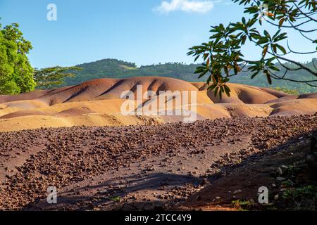 Seven coloured earth (sandstone formation with seven colours) on Mauritius island, Chamarel, Indian ocean Stock Photo
