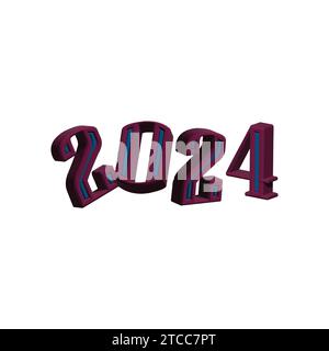 2024 3d text effect vector illustration isolated Stock Vector