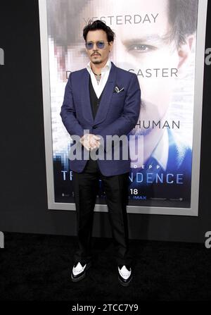 Johnny Depp at the Los Angeles premiere of Transcendence held at the Regency Village Theatre in Westwood on April 10, 2014 in Los Angeles Stock Photo