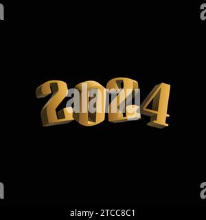 2024 3d text effect vector illustration creative Stock Vector