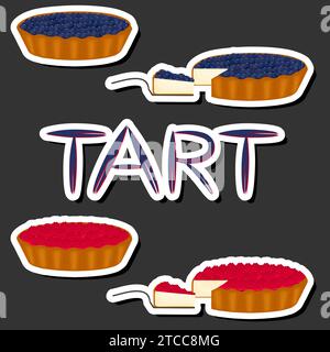 Illustration on theme fresh sweet tasty tart of consisting various ingredients, tart of different edible food, design tart this cool meal for restaura Stock Vector