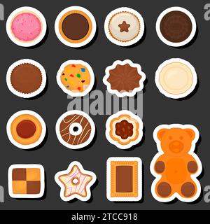 Illustration on theme fresh sweet tasty cookie of consisting various ingredients, cookie of different edible food, design cookie this cool meal for re Stock Vector