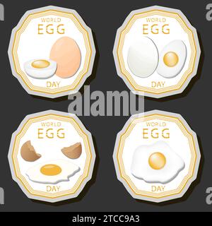 Beautiful color illustration on theme of celebrating annual holiday World Egg Day Stock Vector