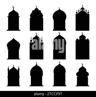 Shape Islamic door and arabic window arch. Vector Islamic door and window shapes. Arabic door and window vector silhouette. Collection of oriental sty Stock Vector