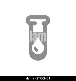Blood test vector icon. Blood drop in test tube symbol. Stock Vector