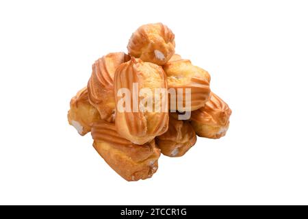 Sweet eclairs isolated on a white background. Top view. Stock Photo