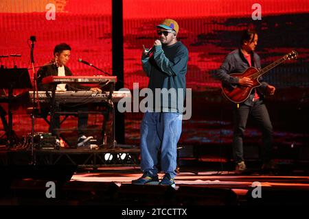 Taiwanese rock and Hip-Hop musician, songwriter, singer and guitarist Chang Chen-yue performs at a concert in Taipei City, Taiwan, 9 December, 2023. Stock Photo