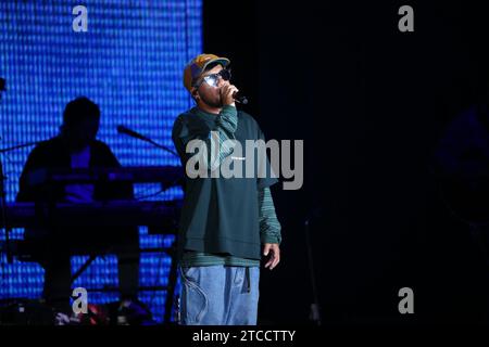 Taiwanese rock and Hip-Hop musician, songwriter, singer and guitarist Chang Chen-yue performs at a concert in Taipei City, Taiwan, 9 December, 2023. Stock Photo