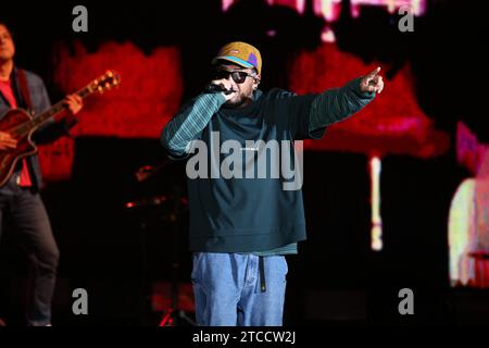 Taiwanese rock and Hip-Hop musician, songwriter, singer and guitarist Chang Chen-yue performs at a concert in Taipei City, Taiwan, 9 December, 2023. Stock Photo