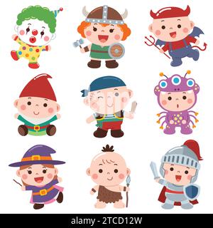 Vector illustration of Cartoon Baby character. Costume Baby collection Stock Vector