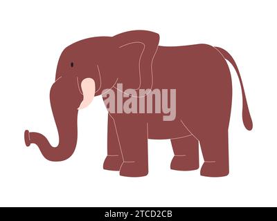 brown color elephant large mammal animal have long trunk and big tusk herbivore creature Stock Vector