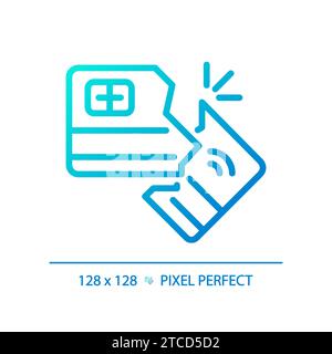 2D thin linear pixel perfect gradient credit crunch icon Stock Vector