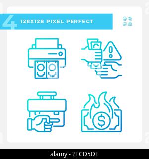 2D pixel perfect gradient economic crisis icons Stock Vector