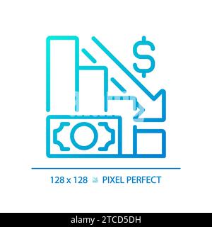 2D thin line pixel perfect gradient economic crisis icon Stock Vector
