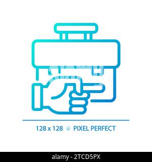 2D thin linear pixel perfect gradient unemployment icon Stock Vector