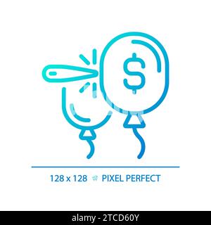 2D thin linear pixel perfect gradient bubble economy icon Stock Vector