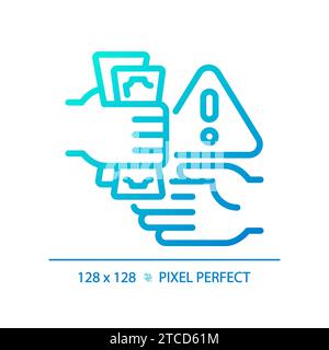 2D thin linear pixel perfect simple gradient corruption icon Stock Vector