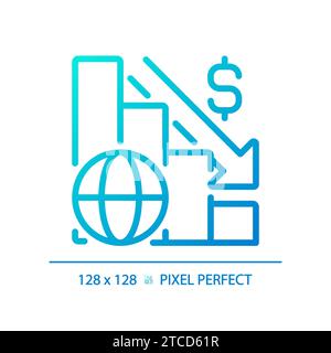 2D thin line pixel perfect gradient global crisis icon Stock Vector