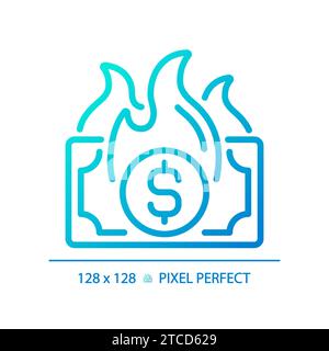 2D thin linear pixel perfect simple gradient inflation icon Stock Vector