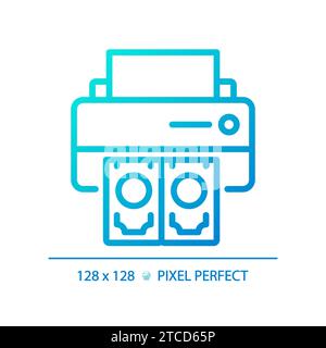 2D thin linear pixel perfect gradient printing money icon Stock Vector