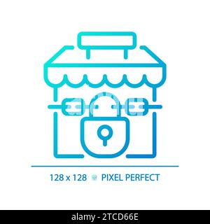 2D thin line pixel perfect simple gradient closed shop icon Stock Vector
