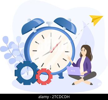 Timeline illustration. Time management, time goes by so fast. Work delay or project deadline. Hand drawn in thin line style, vector illustrations. Stock Vector