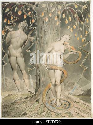 William Blake - The Temptation and Fall of Eve (Illustration to Milton's ''Paradise Lost'') Stock Photo