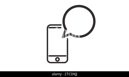 Mobile Phone and Talking Icon. Vector isolated illustration of a cellphone with a message or talk icon Stock Vector