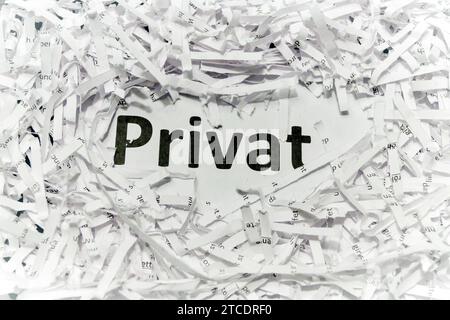 shredded paper with the words Private Stock Photo