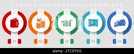 Banking flat design icon set, miscellaneous icons such as wallet, money, diagram and safe, vector infographic template, web buttons collection Stock Vector