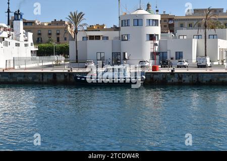 Maritime pilot boat docked in the port of Trapani Stock Photo