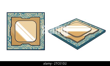 CPU processor in retro style Stock Vector
