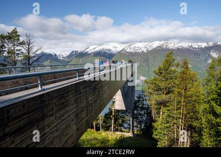 Stegastein viewpoint  overlooking Aurlandsfjord near Flåm Stock Photo