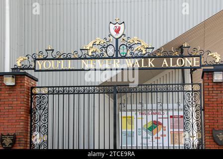 Bill Shankly Gates at Anfield, the home of Liverpool Football Club Stock Photo