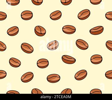Coffee beans, plant and nature, seamless vector background and pattern. Food, hot drink, beverage, cafes, coffee house and coffee shop, vector design Stock Vector