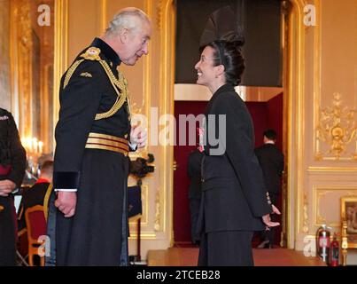 Mrs Vicky McClure, Actor, is made a Member of the Order of the British Empire by King Charles III at Windsor Castle, Berkshire. The honour recognises services to drama and to charity. Picture date: Tuesday December 12, 2023. Stock Photo