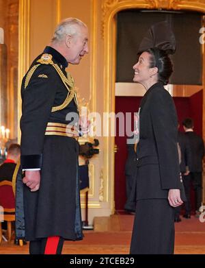 Mrs Vicky McClure, Actor, is made a Member of the Order of the British Empire by King Charles III at Windsor Castle, Berkshire. The honour recognises services to drama and to charity. Picture date: Tuesday December 12, 2023. Stock Photo