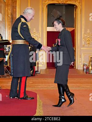 Mrs Vicky McClure, Actor, is made a Member of the Order of the British Empire by King Charles III at Windsor Castle, Berkshire. The honour recognises services to drama and to charity. Picture date: Tuesday December 12, 2023. Stock Photo