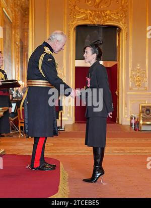 Mrs Vicky McClure, Actor, is made a Member of the Order of the British Empire by King Charles III at Windsor Castle, Berkshire. The honour recognises services to drama and to charity. Picture date: Tuesday December 12, 2023. Stock Photo