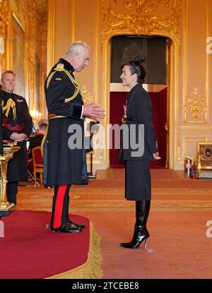 Mrs Vicky McClure, Actor, is made a Member of the Order of the British Empire by King Charles III at Windsor Castle, Berkshire. The honour recognises services to drama and to charity. Picture date: Tuesday December 12, 2023. Stock Photo