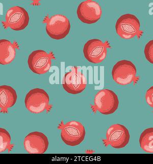 Pomegranate pattern, Happy and sweet New Year Shana Tova with pomegranates and seeds on pomegranate pattern Stock Vector
