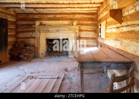 Hardy, Virginia - Booker T. Washington National Monument. This is the kitchen cabin, where Washington lived. The Monument encompasses the former James Stock Photo