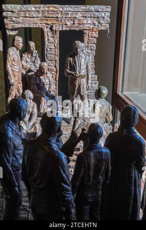 Hardy, Virginia - Booker T. Washington National Monument. A sculpture by Lloyd Lilly in the visitor center shows the moment that slaves were freed on Stock Photo