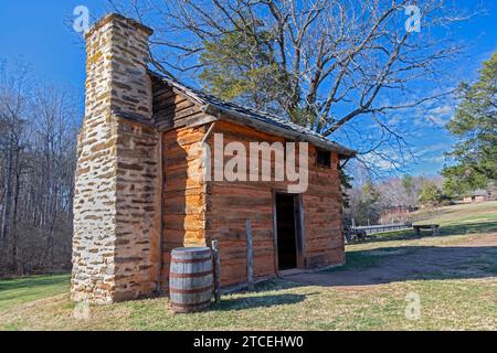 Hardy, Virginia - Booker T. Washington National Monument. This is the kitchen cabin, where Washington lived. The Monument encompasses the former James Stock Photo