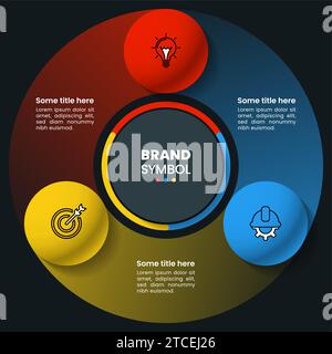 Infographic template with icons and 3 options or steps. Circles. Can be used for workflow layout, diagram, banner, webdesign. Vector illustration Stock Vector