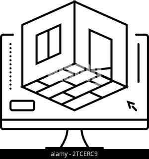 3d room modeling interior designer isometric icon vector illustration ...