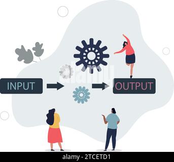 Algorithm data input and output process visualization.Programming and coding set of rules for website automation and information management. Stock Vector