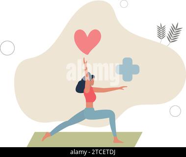 Mental wellbeing with love and health balance for peace.Calm emotions and happiness mindset with value esteem and appreciation Stock Vector