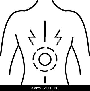 persistent back pain disease symptom line icon vector illustration ...